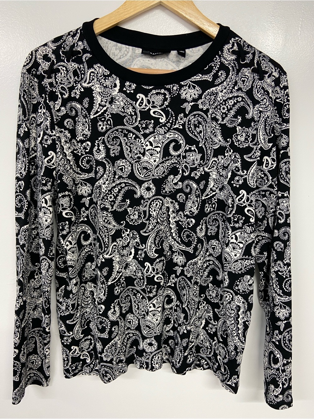 Rafaella 100% Cotton Black White Paisley Top Size L